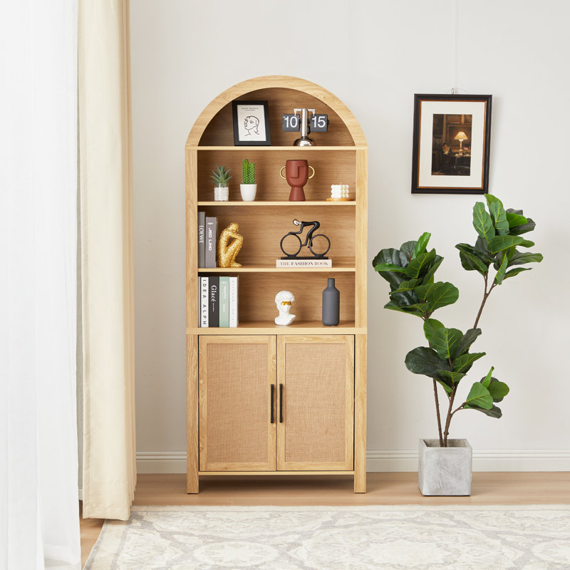 Aterion 70.9" Arched Storage Bookcase, Yellow