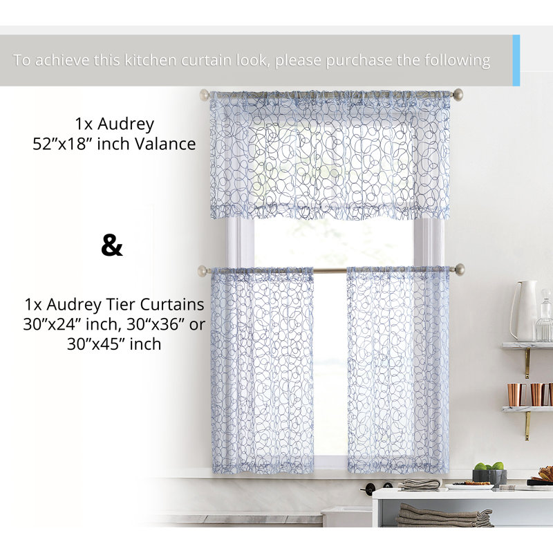 Ketaki Abstract Tailored Window Valance, Dusty Blue