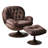 Zenon Brown Velvet Upholstered Swivel Lounge Chair With Ottoman-991307800