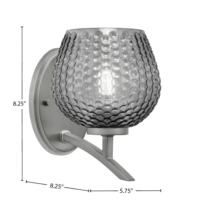 Kurve Uplight Wall Sconce With 6" Smoke Textured Glass, Silver