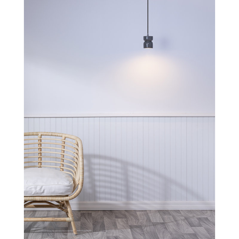 Leni Ceramic Hourglass Single Pendant, Gloss Gray, Polished Chrome