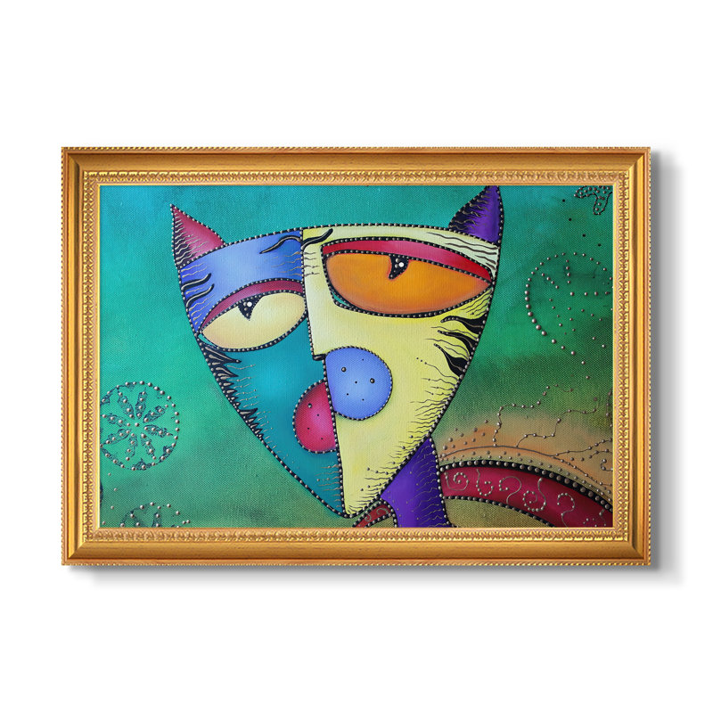 Celestial Cat-Laura Barbosa-Toile encadrée sur mesure, Format intérieur 20 po x 28 po, Toile avec cadre, Or florentin perlé