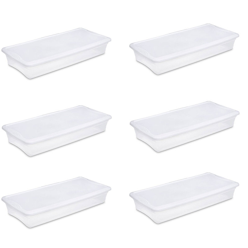 Sterilite Storage Box, Stackable Bin with Lid, Plastic Container to Organize Shoes and Crafts on Closet Shelves