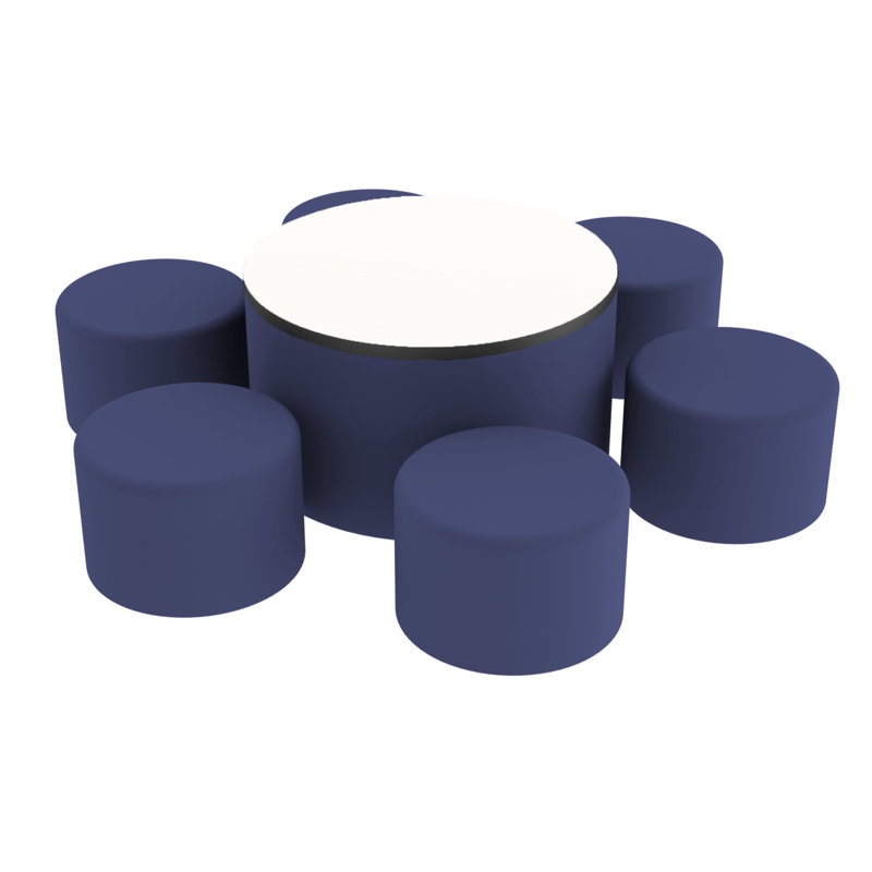 Ensemble de repose-pieds rond de 30 po avec siège rond de 12 po Pro Series Pro Series, Bleu marine / tableau blanc / noir