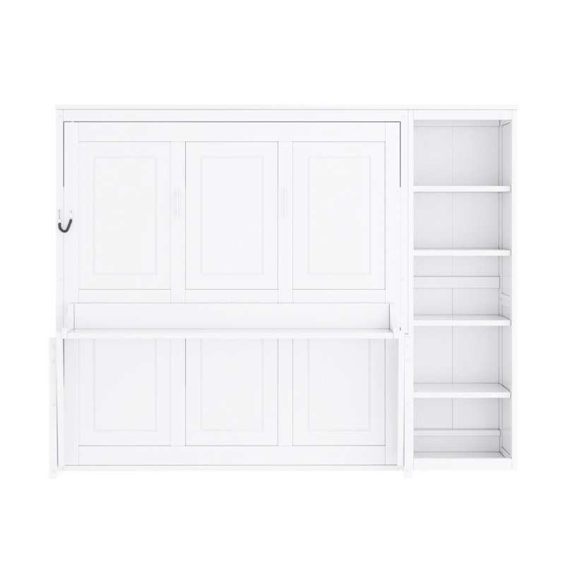 Lit escamotable avec bureau et bibliothèque Murphy, Queen, White