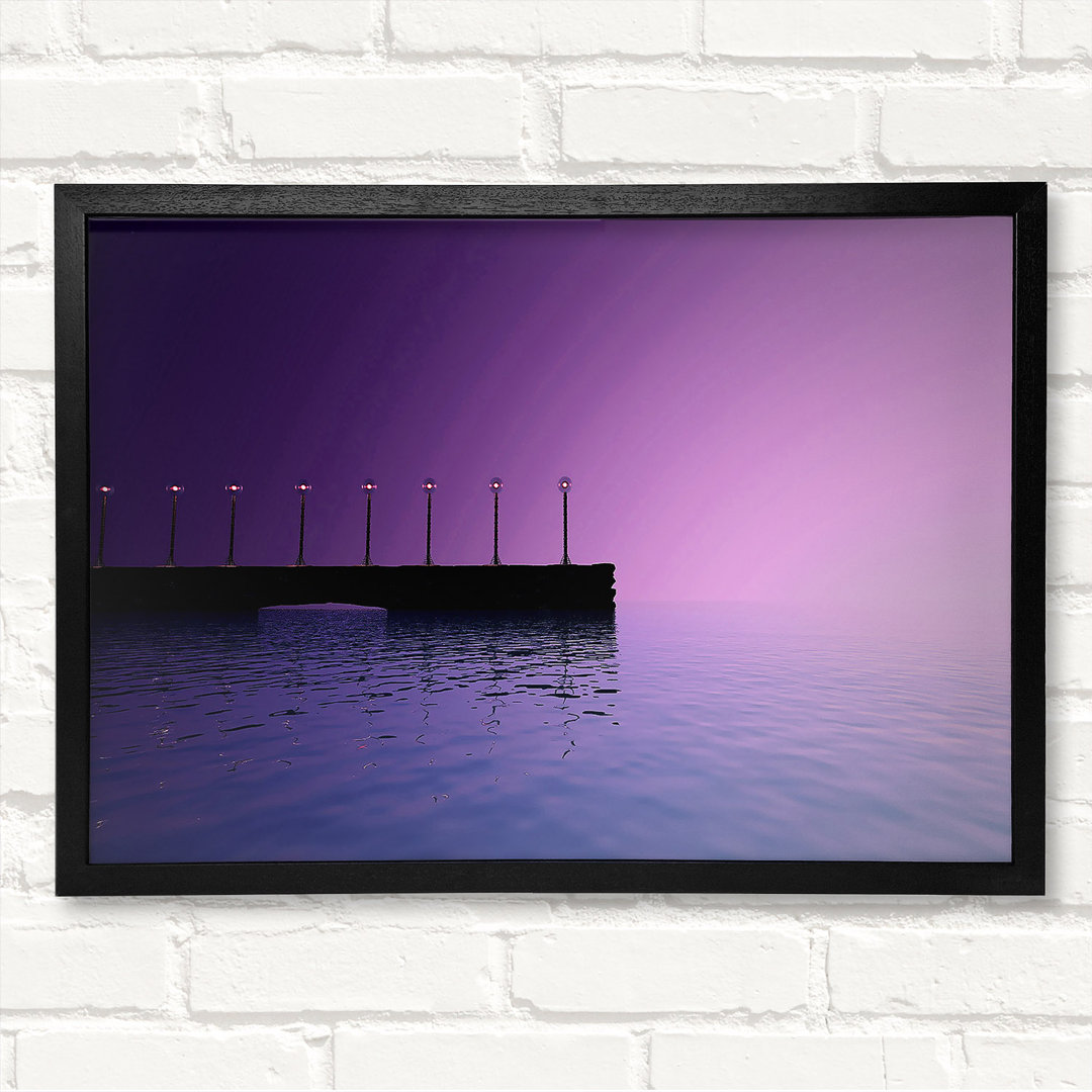 Purple Sky Pier - Geschlossener Eckrahmen Kunstdrucke auf Holz