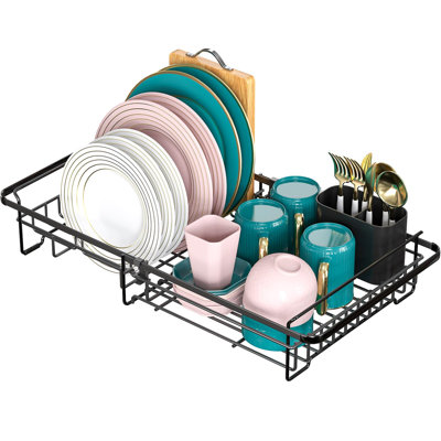 Retractable Dish Drying Rack Over Sink With Cutlery Rack