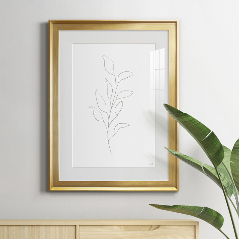 Botanical Gesture VI - Peinture encadrée, Or, H 22,5 po x l 30,5 po x P 1,5 po