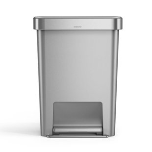 Simplehuman 45 Liter / 12 Gallon Rectangular Kitchen Step Trash Can with Soft-Close Lid, Plastic