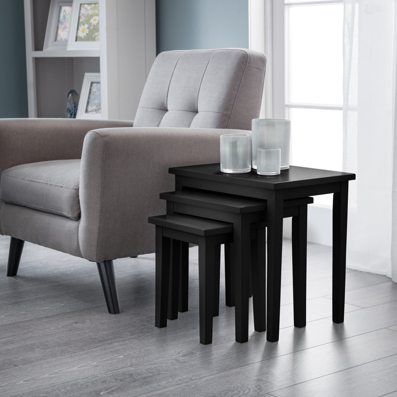 Elvina Solid Wood Nesting Tables, Black