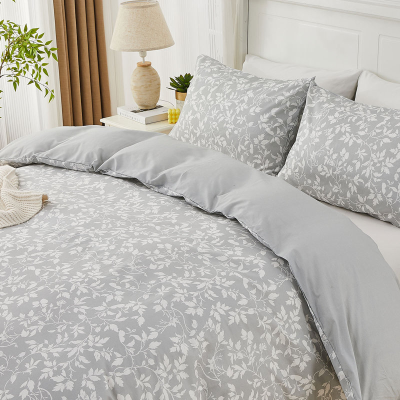 Gogreen 100% Cotton 3 Pieces Luxury King Duvet Cover Floral, Soft & Breathable King Bedding Sets, Pattern King Comfy Duvet Cover, with Zipper Closure