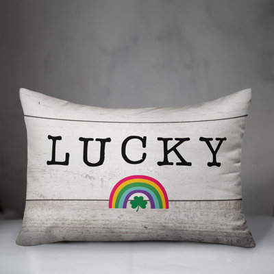Lucky Wood Slats Rainbow Throw Pillow