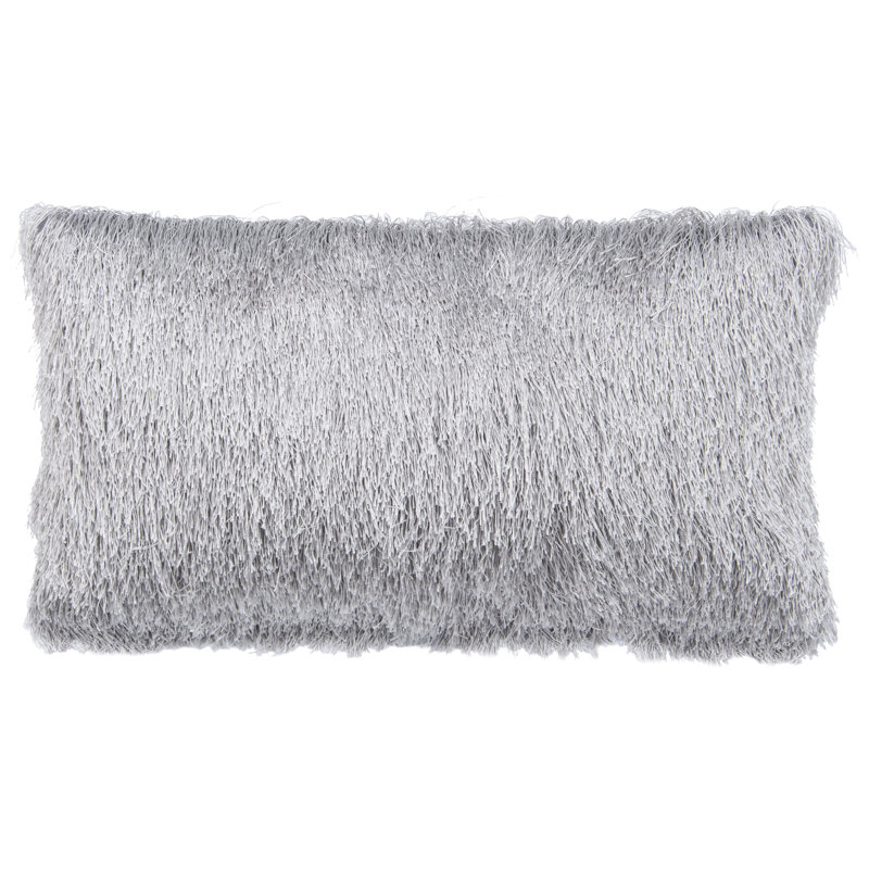 Fiesta Shag Shag Indoor/Outdoor Lumbar Pillow, 14" x 24", Silver