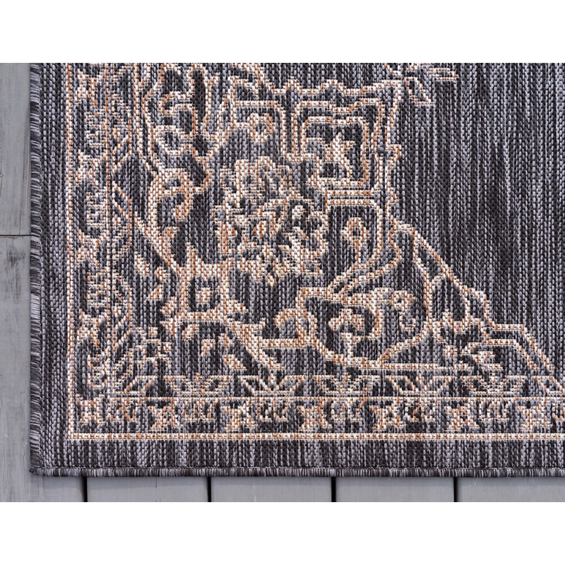 Outdoor Nile Area Rug Deep Stone Color, Rectangle 9' x 12'
