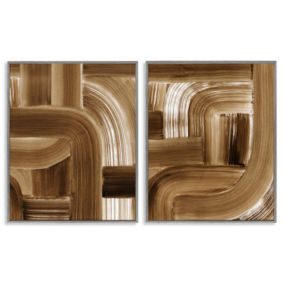 «Gentle Brown Brushstrokes», ensemble de 2 giclées encadrées par Grace Popp