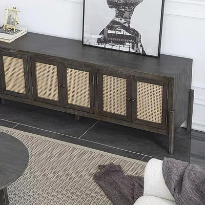 Meuble télé rétro en bois massif noir