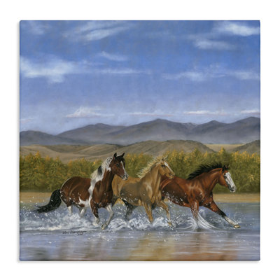 "Splashing River Horses", art mural sur toile par Victoria Schultz