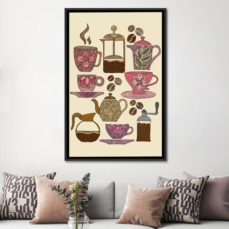 «Have Some Coffee», impression sur toile tendue, H 60 po x l 40po x P 1,5 po, Toile avec cadre noir