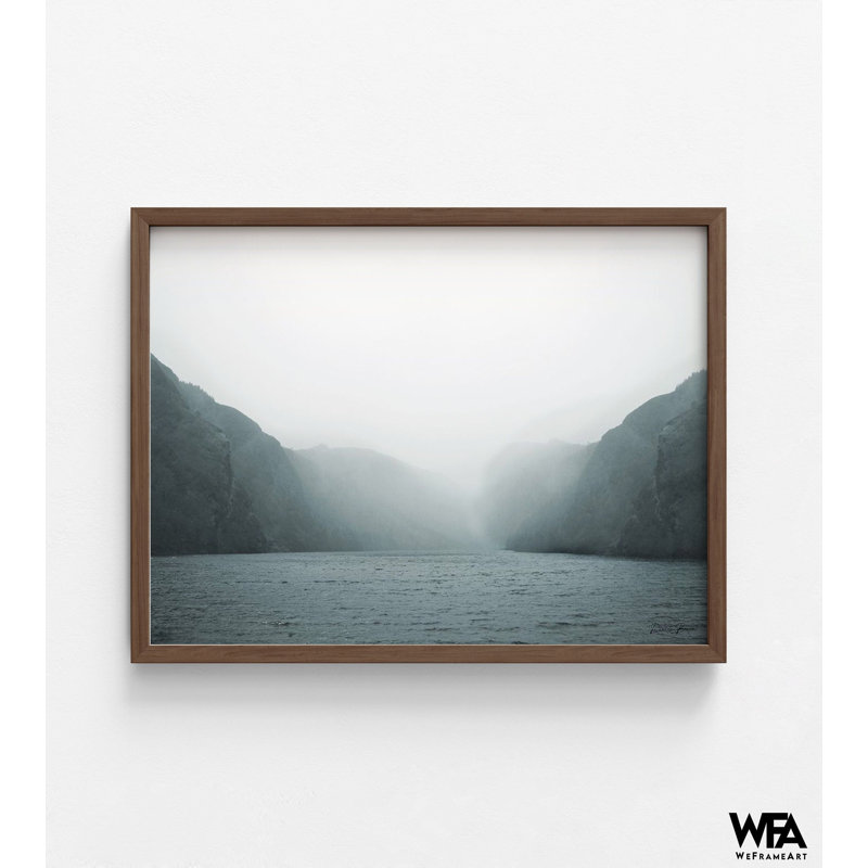 «Morning Haze» par Denise, art mural de chalet Nature Lake, décor de maison d'été avec des montagnes, affiche de paysage rustique, art de maison de paysage