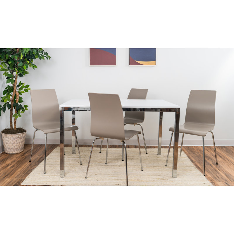 4 - Person Four Leg Dining Set, Gray/Chrome, Chrome