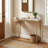 Rectangular White Faux Marble Console Table With Storage For Entryway Hallway Living Room