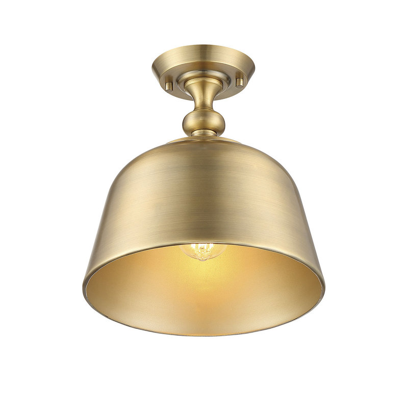Warm Brass 12" Metal Semi-Flush Mount Ceiling Light