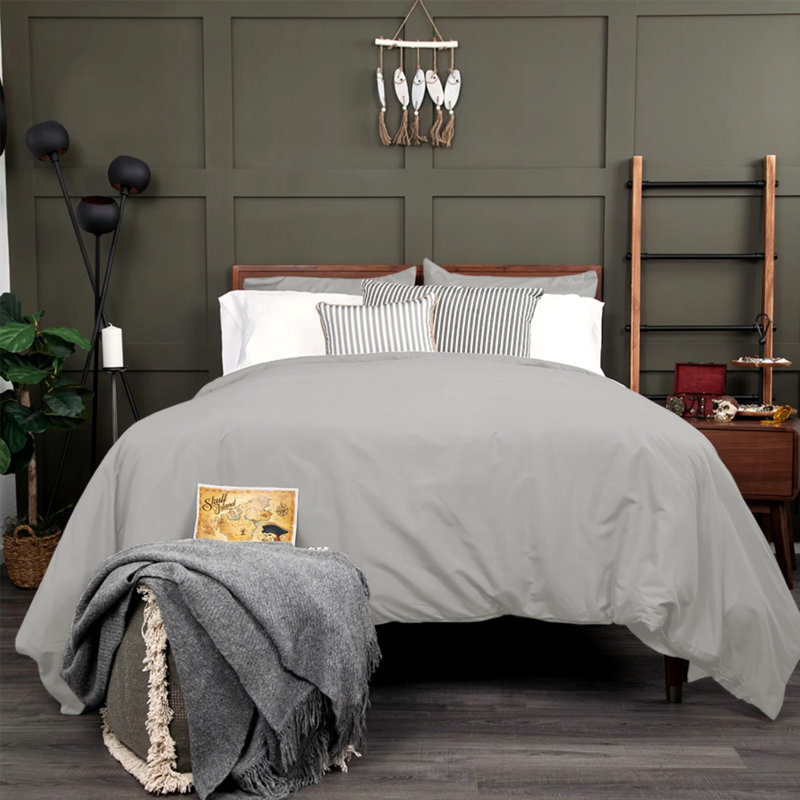Microfibre 200 TC Plain Reversible Plain Weave Modern & Contemporary Duvet Cover Set, Super King - 2 Standard Pillowcases