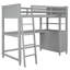 Lit mezzanine avec tiroirs et bureau intégré, lit mezzanine en bois avec tablettes pour un rangement peu encombrant-184634842