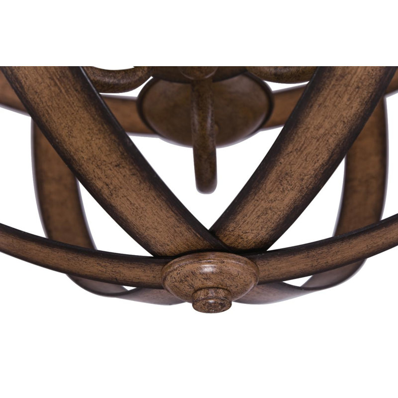 3 - Light Dimmable Geometric Chandelier, Barnwood