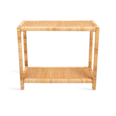 Coastal Tiered Rattan Entry Console Table