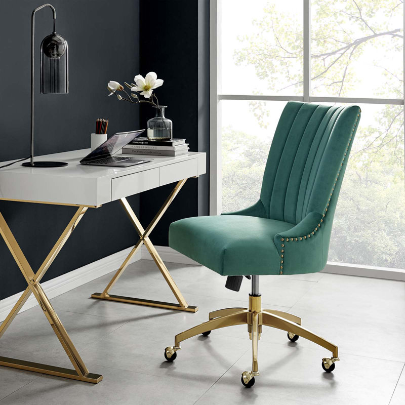 Chaise de bureau Empower Channel, Or, Bleu sarcelle