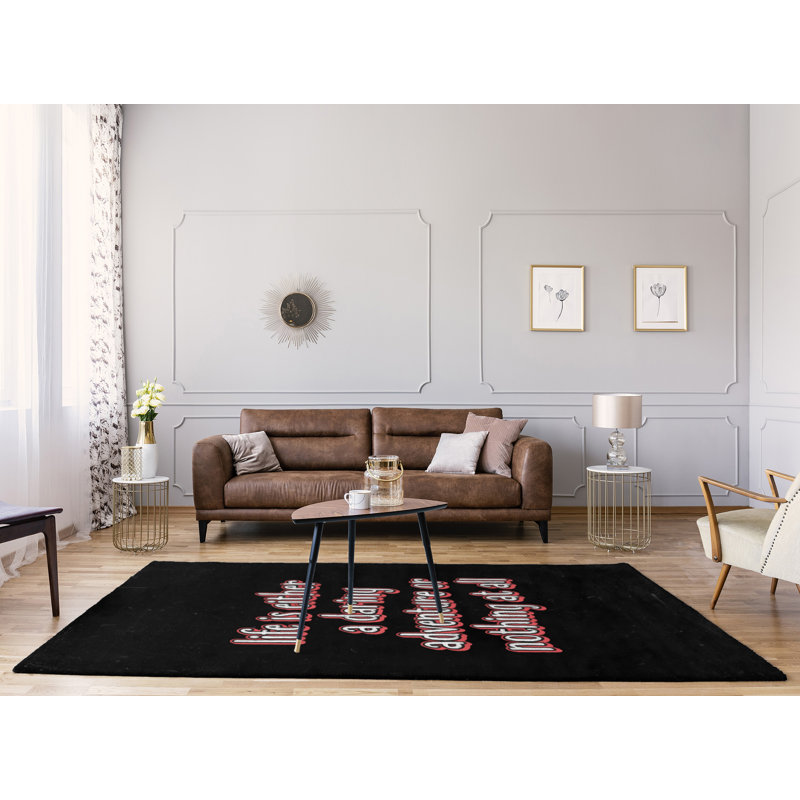 Tapis en chenille de polyester style Quotes Life Adventure Quote, Rectangle 5 pi x 7 pi