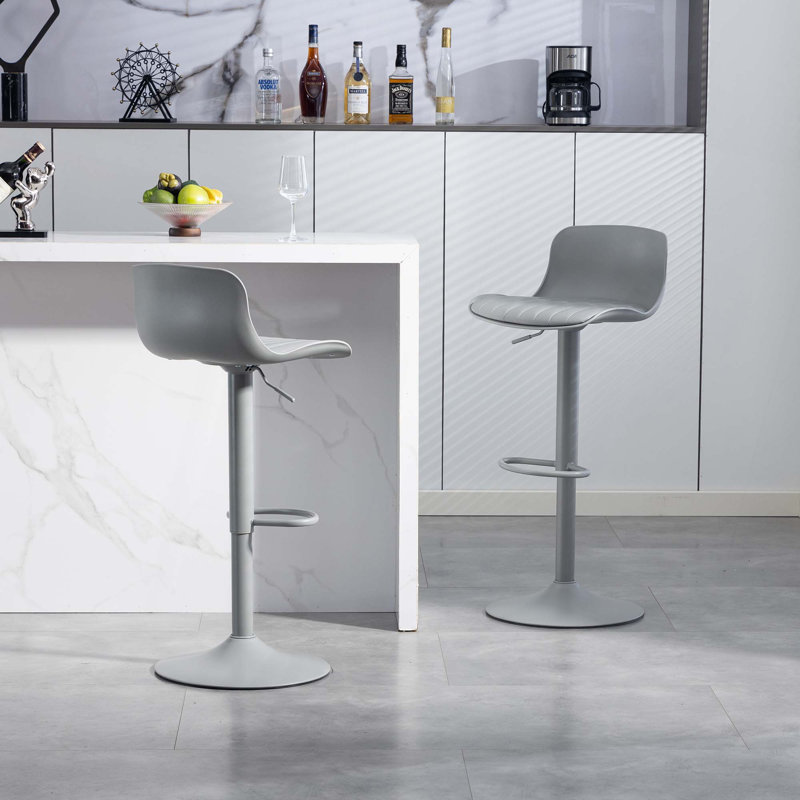 Modern PU Leather Adjustable Counter Height Swivel Barstools(Set Of 2), Gray