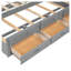 Lit plateforme double avec lit gigogne, tiroirs et ports USB - Structure de lit de rangement en pin gris avec tablettes de tête de lit-424571314