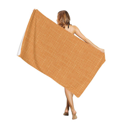 Serviette de plage rétro en lin orange aquarelle, grande taille, séchage rapide, absorbante et douce, idéale pour la plage, les voyages et la natation. Style d'automne chaleureux. Dimensions : 76 x 152 cm. Un sac en toile assorti à la serviette de plage imprimée vous sera offert.