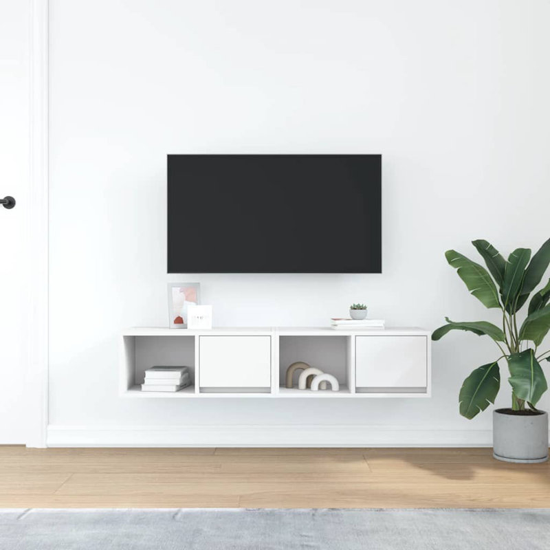 TV Cabinets 2 Pcs 80X31x25.5 Cm Engineered Wood, 60 cm, White