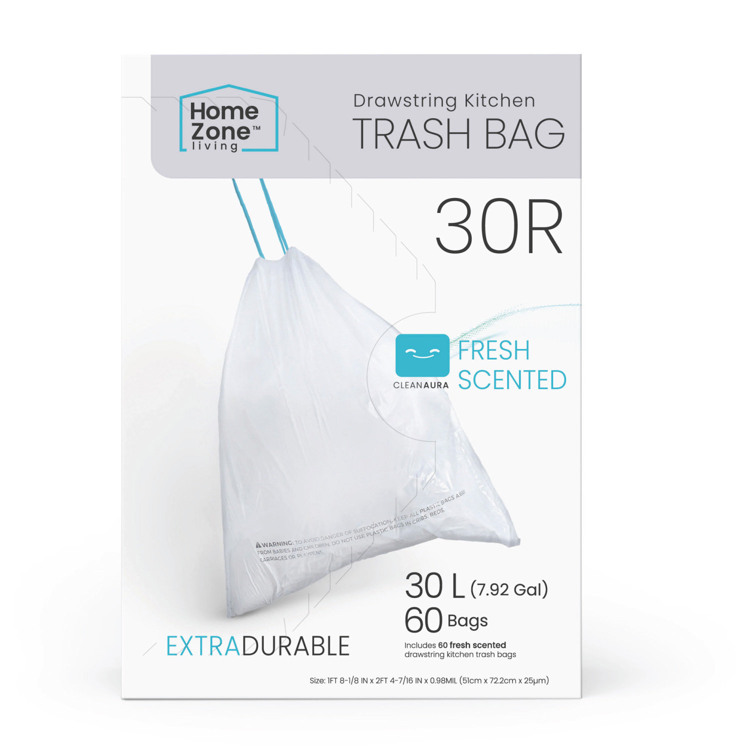 HZL Branded 5 Gallons Trash Bags - 60 Count