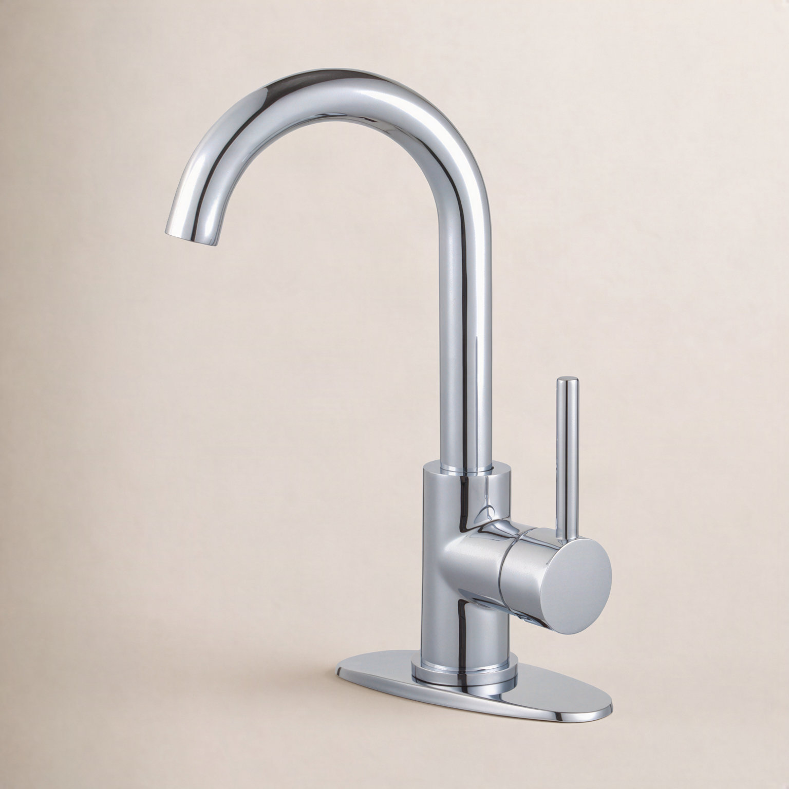 Kingston Brass Concord Single-Handle 1-Hole Deck Mount Bathroom Faucet with Push Pop-Up, Polished Chrome