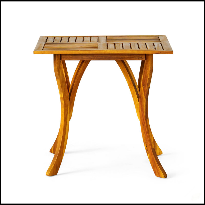 Table de salle à manger d'extérieur carrée en bois d'acacia durable, résistante aux intempéries et élégante pour un patio ou une cour arrière