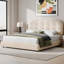 Lit plateforme tapissier avec tête de lit Boucle, base de lit Cloud, coins arrondis doux-558553782-558553780