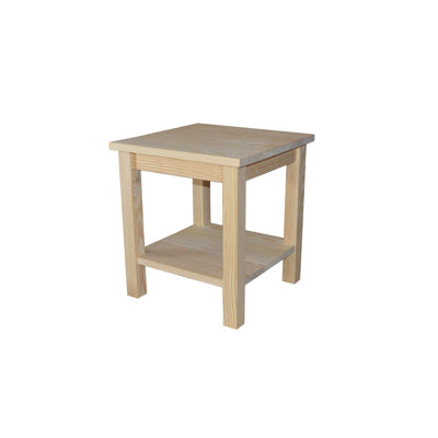 Versaloft Solid Wood Amish End Table With Shelf In Unfinished - Living Room Side Table