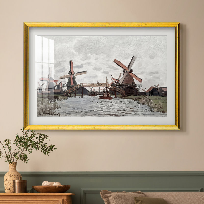 Moulins à vent près de Zaandam, 1871 - Claude Monet - Reproduction encadrée sur mesure, 16 po x 22 po