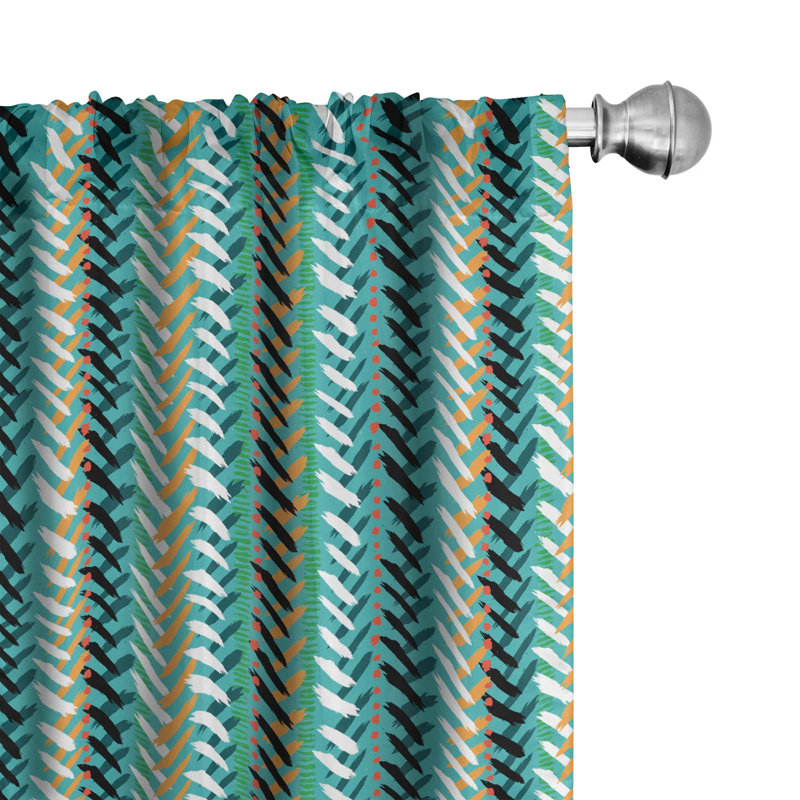 Geometric Semi-Sheer Rod Pocket Curtain Panels, 28" x 63"