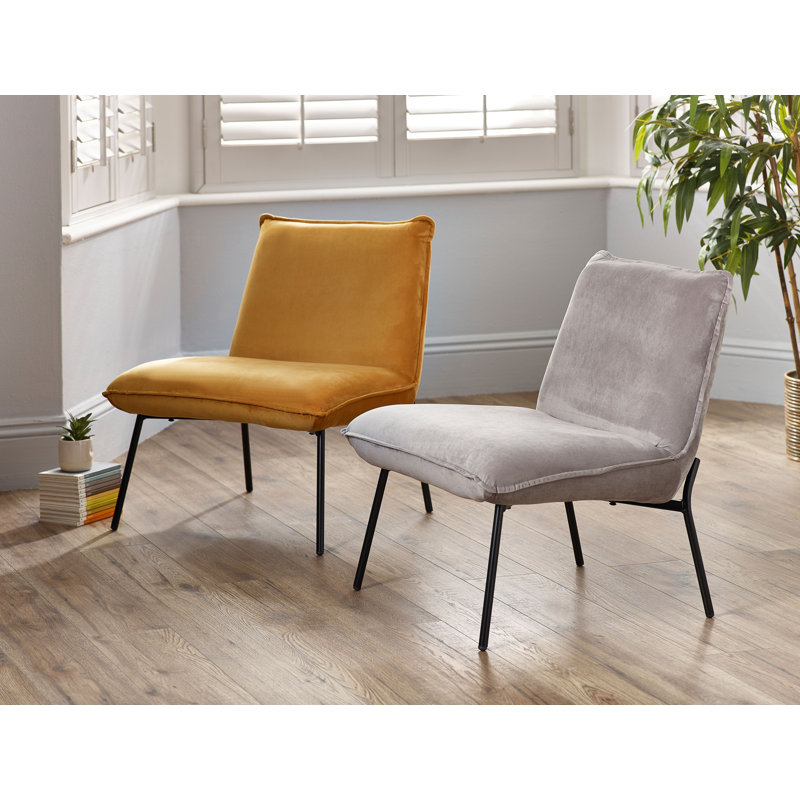 Dora Velvet Slipper Chair, Mustard