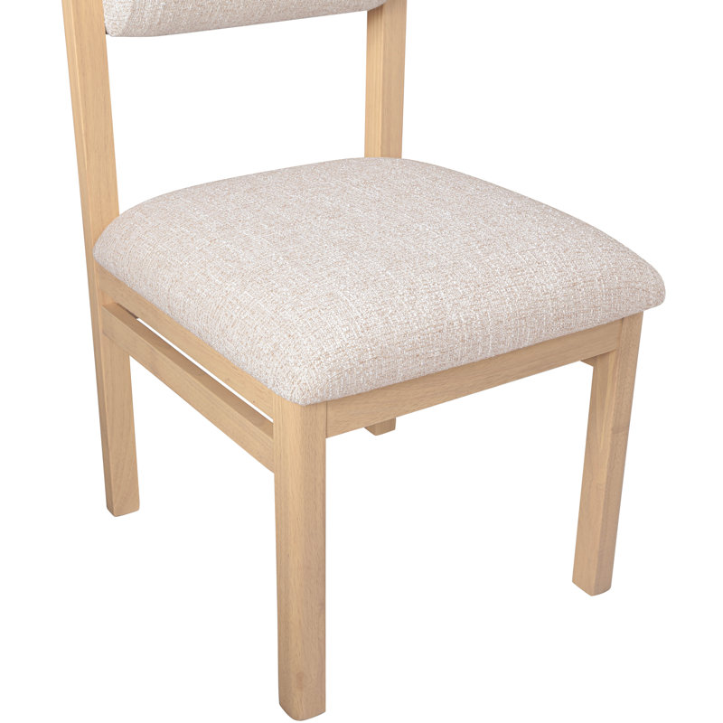 Chaise rembourrée en tissu texturé Frakes, Tissu beige texturé en lin, Teint naturel