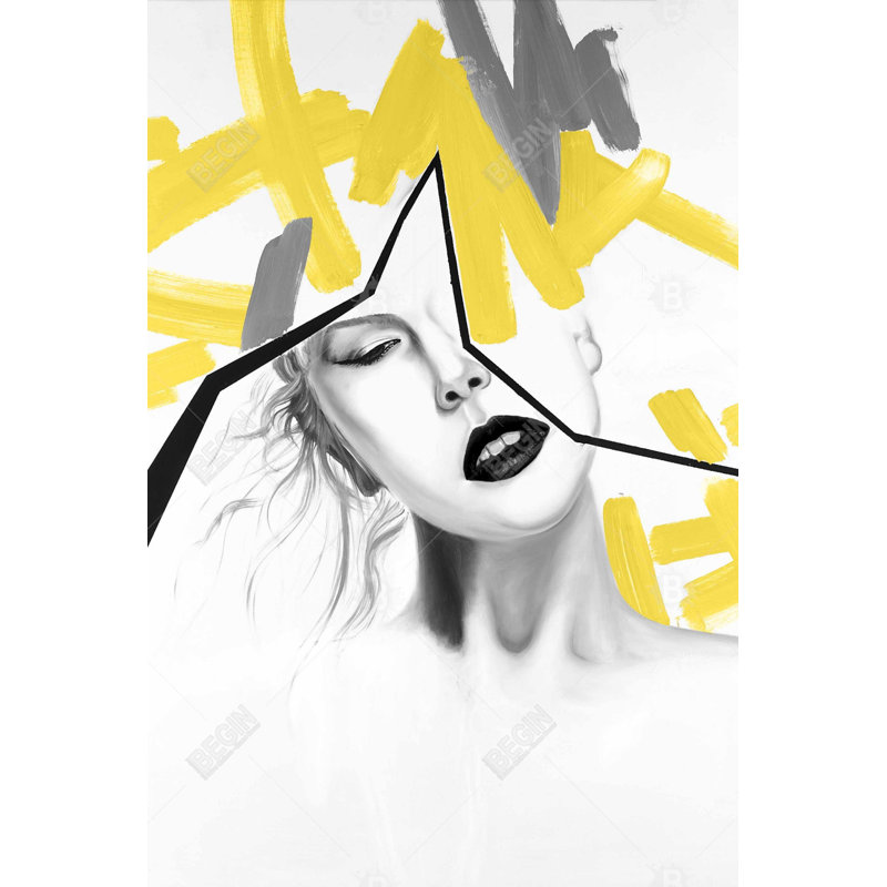 «Woman With Yellow Line» sur toile