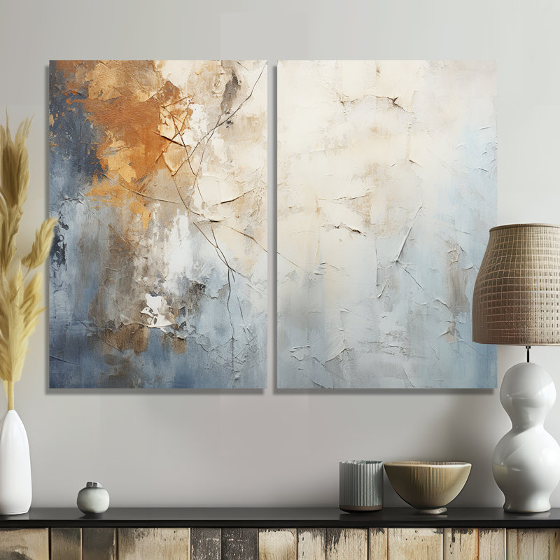 Spatule bleue et beige Path To The Ink - Beige, reproduction d'art sur toile, 36" H x 48" W, Wrapped Canvas, Does Not Apply