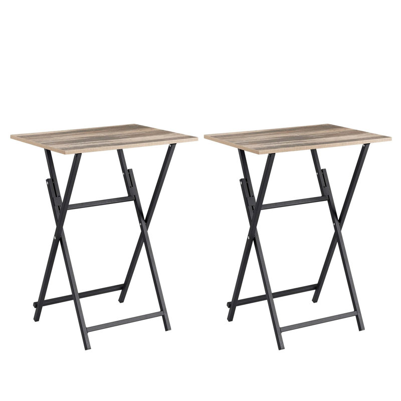 2 plateaux-plateaux pliables, 2 pièces, table de bout pour canapé, table de bout industrielle, Brun