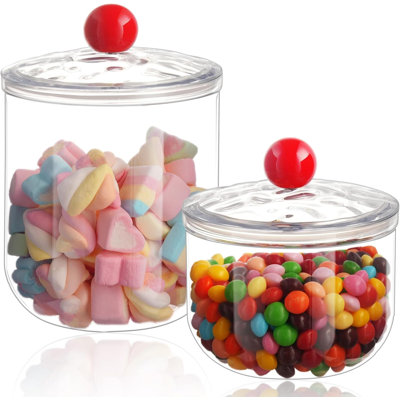 Paquet de 2 pots à bonbons avec couvercles - contenants de rangement en plastique transparent de 47 et 30 oz pour apothicaire hermétique pour la cuisine