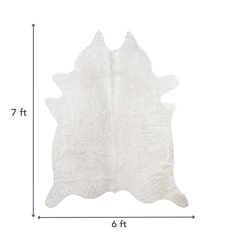 Tapis naturel en cuir de vache imprimé à la main Plainsboro 5 pi 7 po x 6 pi 11 po
